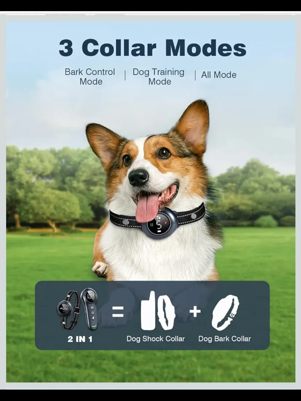 2-in-1 Dog Shock Collar & Dog Bark Training Collar